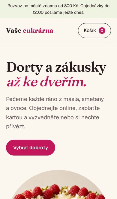 Stejný web na mobilu