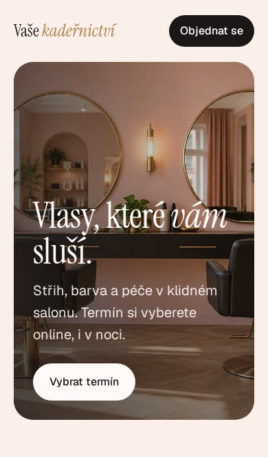 Stejný web na mobilu