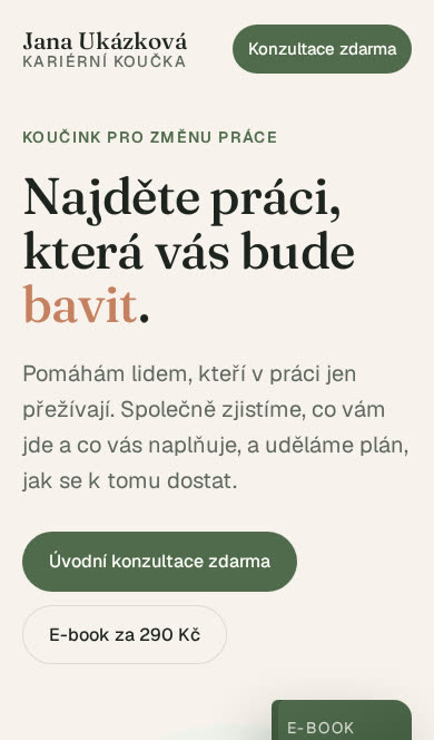 Stejný web na mobilu