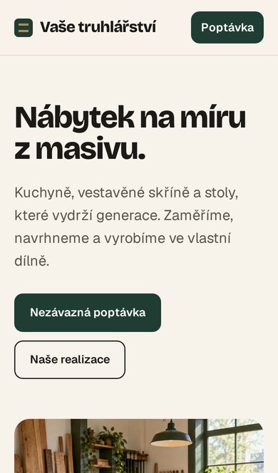 Stejný web na mobilu
